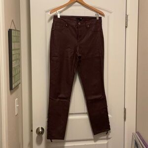 Women’s 1822 burgundy faux leather pants. Size 12.